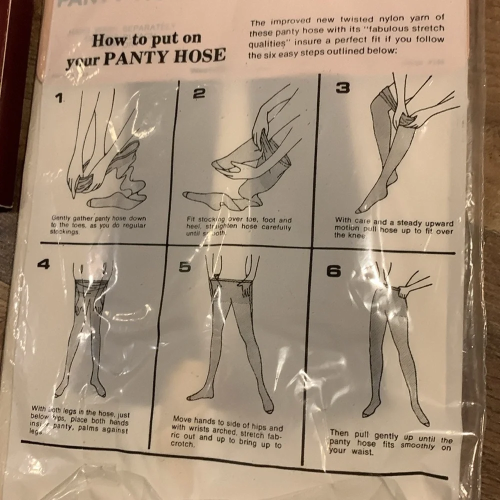 5 Pairs of Vintage Dead Stock NIP Panty Hose Tall/Queen Size Navy Blue/Tan Sheer